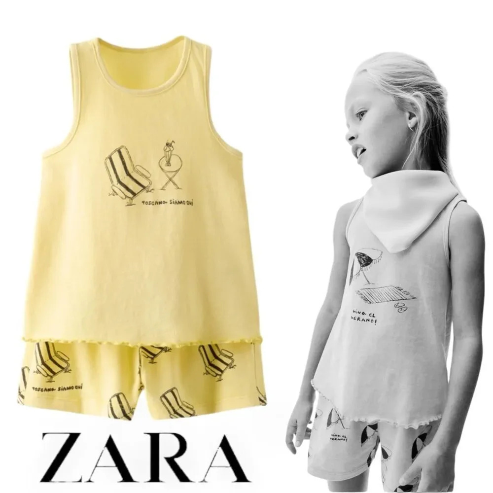 ZARA Kids | Yellow | UMBRELLA TANK TOP AND SHORTS MATCHING SET